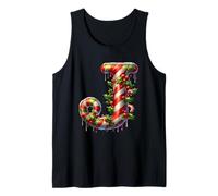 Christmas Joy Candy Cane J Holly Berry Canotta