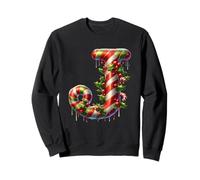 Christmas Joy Candy Cane J Holly Berry Felpa