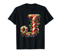 Christmas Joy Candy Cane J Holly Berry Maglietta