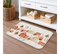 Christmas Joy Houses, tappetino da bagno ad asciugatura rapida, tappetino da bagno rustico invernale, assorbente, antiscivolo, in flanella, lavabile, per bagno, WC, 50 x 81 cm