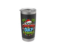 Christmas July Squad Summer Santa Hat Sunglasses Palm Tree Bicchiere termico in acciaio inox doppia parete