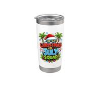 Christmas July Squad Summer Santa Hat Sunglasses Palm Tree Bicchiere termico in acciaio inox doppia parete