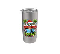 Christmas July Squad Summer Santa Hat Sunglasses Palm Tree Bicchiere termico in acciaio inox doppia parete