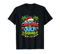 Christmas July Squad Summer Santa Hat Sunglasses Palm Tree Maglietta
