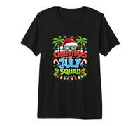 Christmas July Squad Summer Santa Hat Sunglasses Palm Tree Maglietta Premium