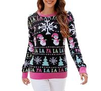 Christmas Jumper Donna, Maglione Pullover Donna Stile Europeo E Americano con Natalizio A Neve Ideale per La Stagione Autunnale E Invernale