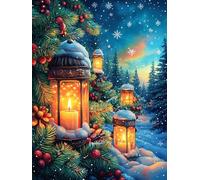 Christmas Lanterns in A Snowy Forest Rompicapo 1000 Pezzi Difficili 3D Cartone Rigido Resistente Tema Architettura Science Fiction Magical Dream Per Esperti Per Decorazione E Collezione Qualità Museal
