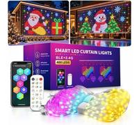 Christmas LED House Net and Smart Outdoor Wall Curtain Light (1m*1m) | Bluetooth APP Control, 400 RGB Outdoor Wall Curtain Display with Remote, for Windows Roofs Patio Christmas Decorations