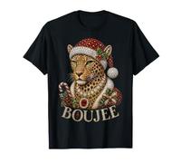 Christmas Leopard Boujee Glamour Divertente Natale Maglietta