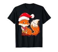 Christmas Lights Fox Wearing Xmas Hat - Cute Funny Fox Lover Maglietta