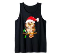Christmas Lights Owl Wearing Xmas Hat - Cute Owl Lover Kids Canotta