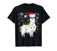Christmas Llama Funny Christmas Alpaca Santa Llama Maglietta