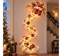 Christmas Magic Trail Lampada da Muro, LED Caldi Bianco | Luce da Muro a Forma di Treno: locomotiva rossa e vagoni seguono un binario curvo, stile neve decorazioni natalizie parete