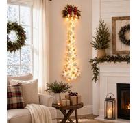 Christmas Magic Trail Wall Light, Luci Natalizie a LED Caldo | Luce da Parete con Treno Natalizio: locomotiva rossa e vagoni seguono una pista curva con bordo effetto neve.