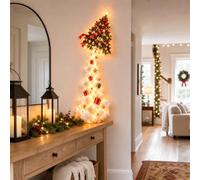 Christmas Magic Trail Wall Light, Luci Natalizie a LED Caldo | Luce da Parete con Treno Natalizio: locomotiva rossa e vagoni seguono una pista curva con bordo effetto neve.
