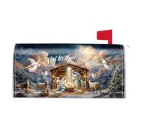 Christmas Mailbox Cover -Nativity Scene Mailbox Cover, Rain Protection Festive Religious, Magnet Mail box wraps Christmas Nativity | for Suburban Farmhouse Park Apartment Curb Side Neighborhood