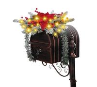 Christmas Mailbox Swag, Lighted Outdoor Christmas Swag Garland, Outdoor Christmas Garland with Lights | Holiday Decor for Mailbox, Fronte Porch, Oro Yard | Christmas Swag for Outdoor Decoration