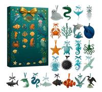 Christmas Marine Life Adventt Calendar - 24 Days, 2D Acrylic Sea Creatures Ornament 24PCS, Sea Creatures Countdown Calendar | OceanThemed Christmas Decor for Holiday, Home, Car, Living Room, Gift
