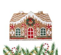 Christmas Mat, Cute Gingerbread House Rug for Holiday Cheer, Soft Fabric with Non Slip Backing, Seasonal Floor Decor for Winter, Indoor, Bathroom, Kitchen, Shower and Living Room, 23.62x15.75 Inches