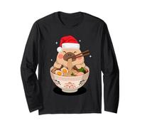 Christmas Men Women Kids Cute Capybara Eating Ramen Noodles Maglia a Manica