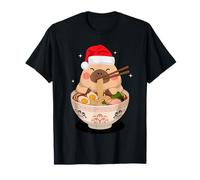 Christmas Men Women Kids Cute Capybara Eating Ramen Noodles Maglietta