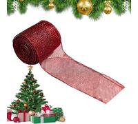 Christmas Mesh Ribbon, Wired Holiday Ribbon, Decorative Box Wrapping, 196.85 x 2.5 Inches, Flexible Garland Material, Wreath Making, Staircase Styling, Centerpieces, Craft Projects
