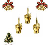 Christmas Middle Finger Ornament Funny Golden Middle Finger Hanging for Xmas Tree, Perfect Naughty Adult Gag Gift for Coworkers, Friends, or Holiday Parties. (3pcs)