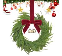 Christmas Mini Cabinet Wreaths | Frosted Pine Wreath with Ribbon Bows | Christmass Artificial Decorations for Window Mantel Porch Centerpiece Indoor Outdoor Door Kitchen Farmhouse