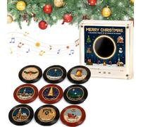 Christmas Mini Fridge Magnet Music Player with 9 Nfc Fridge Records (1pcs) | Customisable Retro Magnetic Music Box Decor, with Charging Cable, Ideal Xmas Gift for Music Lovers