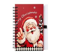 Christmas Mini Notebooks, A6 Spiral Notepad, Holiday Lined Notebook 50 Page | Christmas Spiral Design, A6 Lined Notepad with Pen Loop and 50 Pages, for Home Classroom Meeting Office Study Travel Party