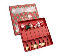 Christmas Mini Spoons - Stainless Steel Fork Set, Dishwasher Easy Wash Mini Spoon | Perfect for Home Holiday Ice Cream Dessert Fruit Tea Cake Kitchen Dining Usage