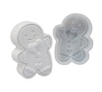 Christmas Molds, Gingerbread Man Silicone Mold Set, Non-Stick Flexible Resin Molds for Crafting, Plaster Wax Soap Clay Casting for Holiday Decorations, Home Ornament Making, 7.8x10.4cm White