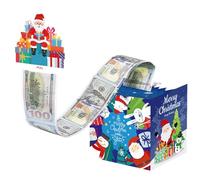Christmas Money Box for Cash Pull, Christmas Money Pull Box with Pull Card, Money Holder with 50 Bags, Party Decorations for Kids, Holiday Cash Distribution, Fun -Giving Accessories, Interactive