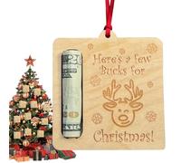 Christmas Money Holder Ornament - Reindeer Design Tree Charm for Festive Gifting | Clear Acrylic Cash Holder, Cute Holiday Keepsake Decoration for Family Home Display, 8x8x0.5cm