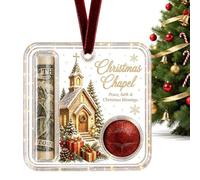 Christmas Money Holders for Cash, Acrylic Christmas Tree Pendant with Candy
