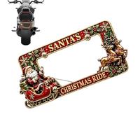 Christmas Motorcycle License Plate Frame, 7"×4" Winter Xmas Decorative