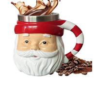 Christmas Mugs, Santa Design Drinkware, 5.1x3.93x3.93 Inches 250ml Novelty Mug, Stainless Steel Liner, Vintage Holiday Cup for Hot Chocolate, Kitchen, Birthday Gift, Girls, Women