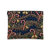 Christmas Musical Candy Cane Pattern Cannes Makeup Bag 7x9 Pollici