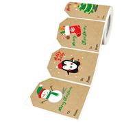 Christmas Name Tags - Cartoon Removable Labels for Gift Wrapping | Paper Tag Roll for Boxes Crafts Envelopes, Perfect for Kids Adults Friends Family Coworkers Birthday Parties and Holiday Events