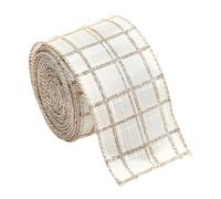 Christmas Nastro Per L'Albero Di Natale- 2m Nastro Natale Con Filo Ferro, Nastroo Decorativo In Tessuto, Decorazione Con Una Fascia Da | nastrii Per Lavoretti Colore Champagne,Regali Decorazione