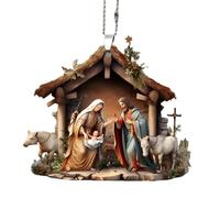 Christmas Nativity Scene Ornaments - Acrylic Birth Of Jesus Pendant, 3.15In Sturdy Christmas Tree Decoration | Festive Holiday Ornament For Home, Memorial Keepsake, Tree, Mantle, Door, Wall