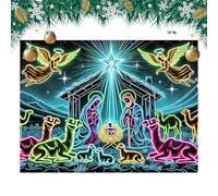 Christmas Nativity Wall Hanging - 6x7.5ft Glow in Dark Tapestry, UV Reactive Holiday Decoration, Large Festive Backdrop Print, Seasonal Wall Art, Colorful Celebration Accessory | Nursery