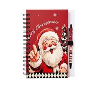 Christmas Notebook A6 - Spiral Lined Journal, 50 Pages With Pen Loop Design | Christmas Journal - A6 Spiral Notebook for Holiday Notes Writing | Paper Pages With Elastic Pen Loop Compact Portable Design