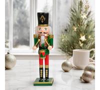 Christmas Nutcracker - Statuina dipinta a mano in legno | Ornamento in legno per scrivania invernale, tablet o fireplace, statuina decorativa per interni o esterni, porta feste, visualizzazione delle