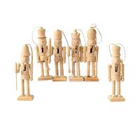 Christmas Nutcrackers, 6-Piece Unpainted Wooden Christmas Figurines & DIY Craft Set, Holiday Nutcracker for Painting and Decorating, Kids Adults Desktop Shelf Cabinet Windowsill Entryway Living Room