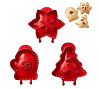 Christmas One-Press Mano Pie Maker, 3 mini tasche con fiocchi di neve, decorazioni natalizie per albero di Natale, 3 pezzi per biscotti pastries, kit di cottura per feste di Natale