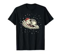 Christmas Opossum Santa Hat Skeleton Hand Gothic Animal Xmas Maglietta