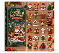 Christmas Ornament Advent Calendar, 24 Days, 5cm Mini Ornaments (One) | PVC construction, 24 numbered compartments, mini 5cm ornaments, hanging loops, ready to hang