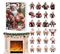 Christmas Ornament - Christmas Countdown Calendar, 2d Acrylic Bodybuilder Santa Ornament, Countdown Calendar For Kid | Lovable Christmass Ornaments For Family Youth Son Women Friends Boys
