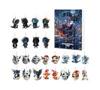 Christmas Ornament Countdown | 2D Dragon Advent Christmas Calendar | Acrylic 24 Day Toy Ornament Decor for Holiday Wall Desk Tree Classroom Adult Family Teen Girl Boy Kids